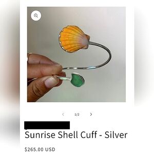 Sunrise Shell Sea Glass Sterling Silver Cuff